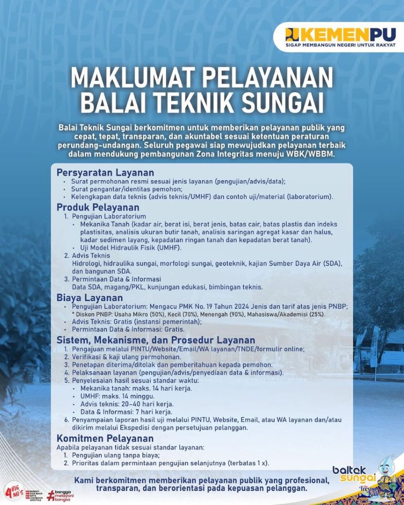 Maklumat Pelayanan Balai Teknik Sungai