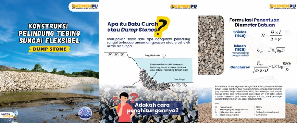 Konstruksi Pelindung Tebing Sungai Flexibel, Dump Stone